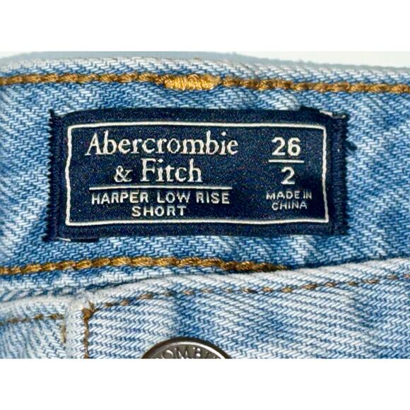 Abercrombie & Fitch Harper Low Rise Short Blue Denim Jean Shorts Womens Sz 26 2 - Picture 3 of 6